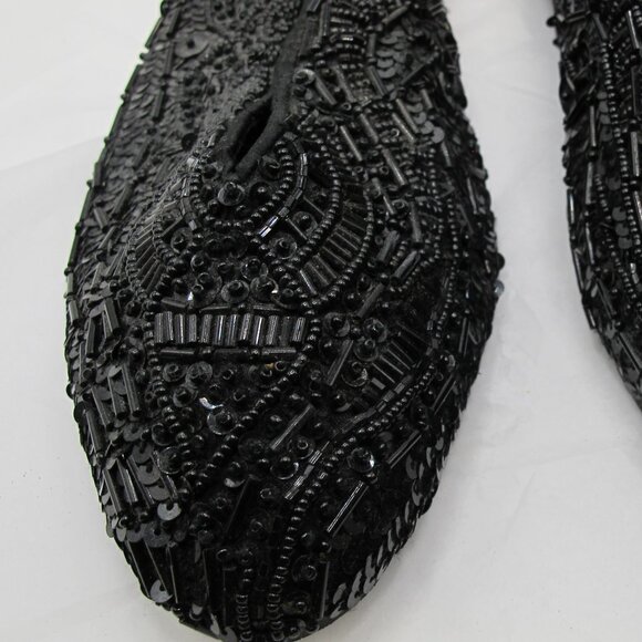 Caparros black sequin and beaded ballet flats - 8.5 - Picture 4 of 8